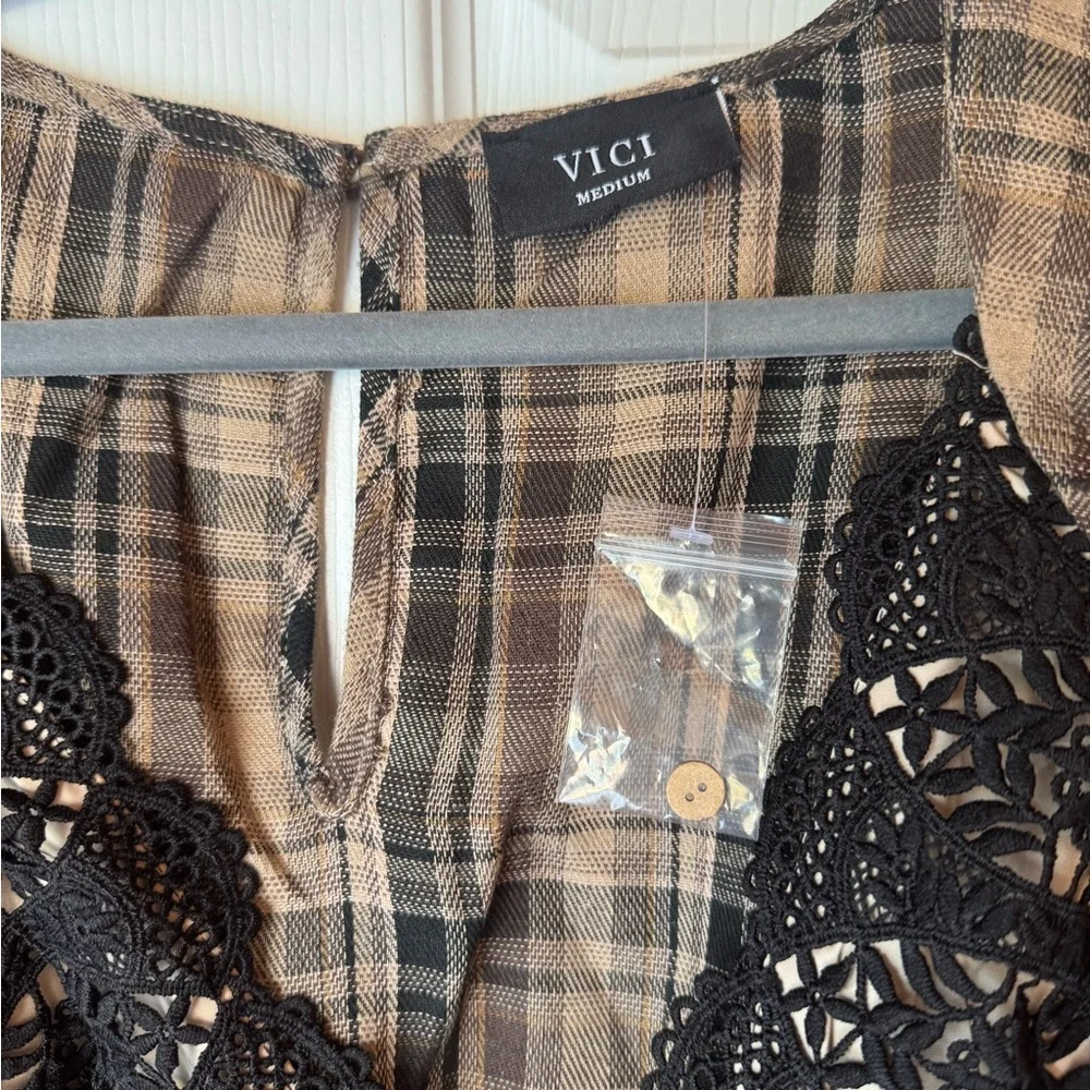 Vici Ajah Plaid Lace Bust Mini Dress - Picture 4 of 5